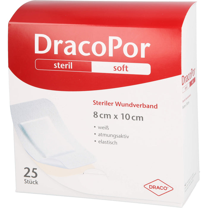 DracoPor soft weiß 8 cm x 10 cm steriler Wundverband, 25 St. Wundauflagen