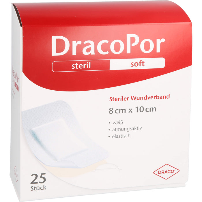 DracoPor soft weiß 8 cm x 10 cm steriler Wundverband, 25 pc Pansements