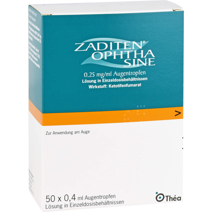 ZADITEN ophtha sine 0,25 mg/ml Augentropfen EDO, 50 St. Einzeldosispipetten