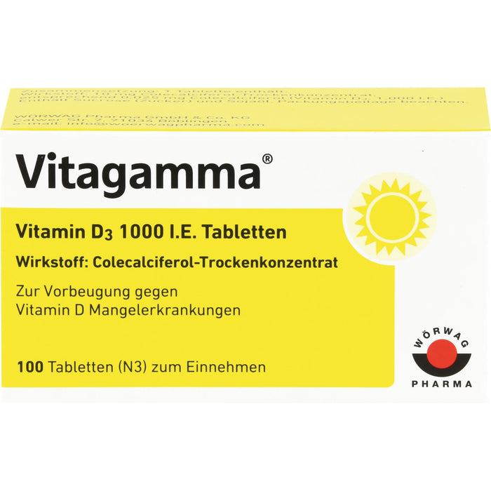 Vitagamma Vitamin D 3 1000 I.E. Tabletten, 100 pcs. Tablets