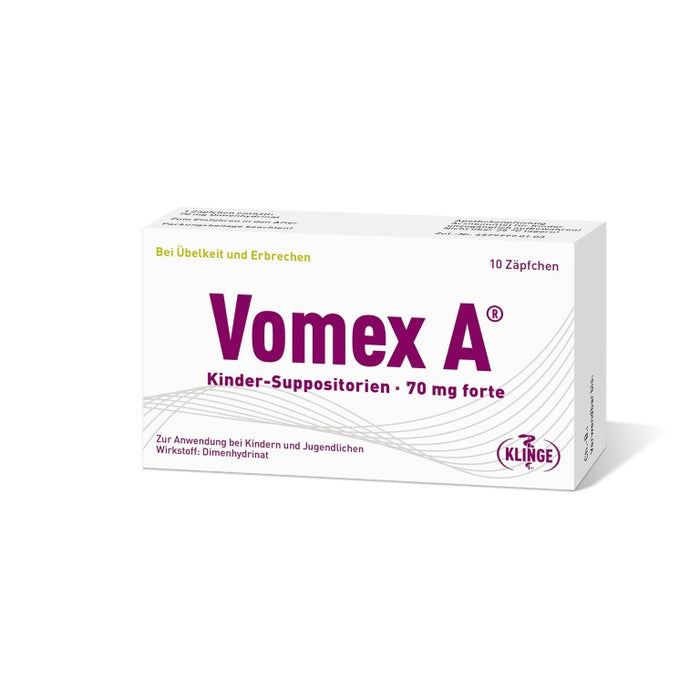 Vomex A Kinder-Suppositorien 70 mg forte, 10 St. Zäpfchen