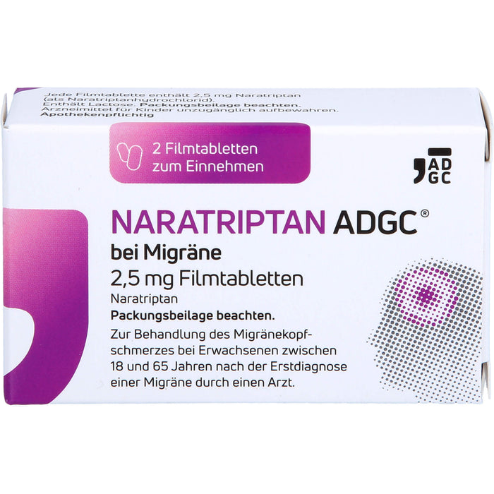 NARATRIPTAN ADGC bei Migräne 2,5 mg Filmtabletten, 2 St FTA