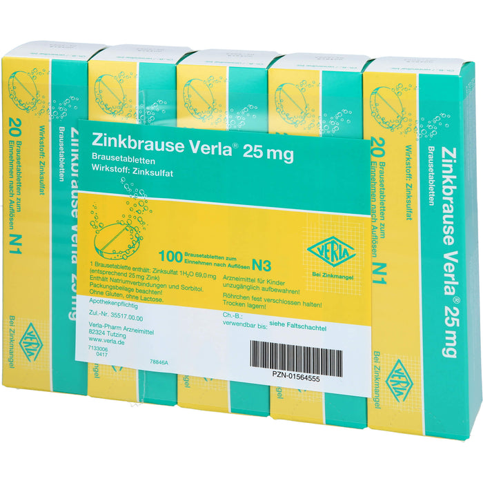 Zinkbrause Verla 25 mg Brausetabletten bei Zinkmangel, 100 pcs. Tablets