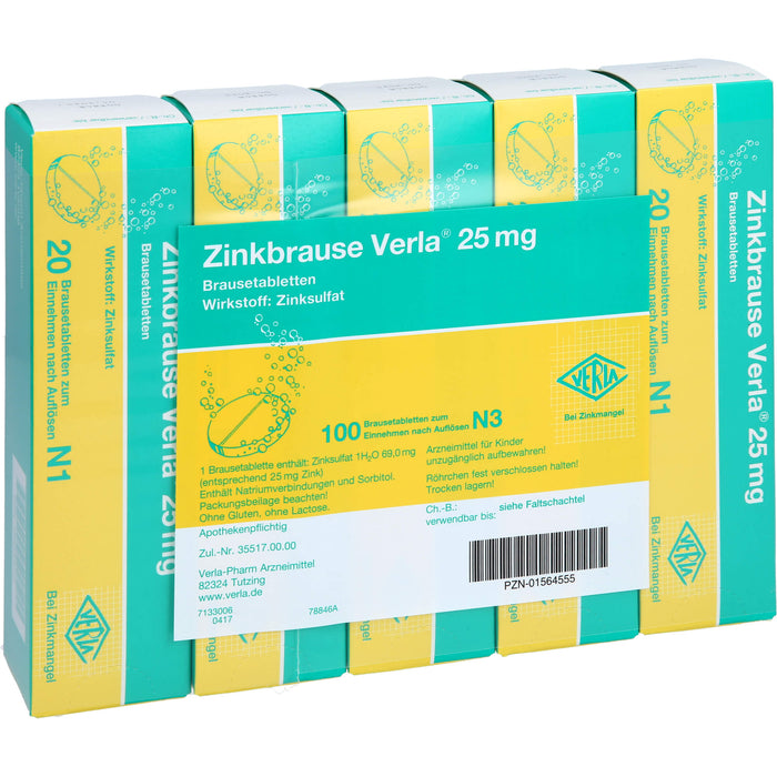 Zinkbrause Verla 25 mg Brausetabletten bei Zinkmangel, 100 pcs. Tablets