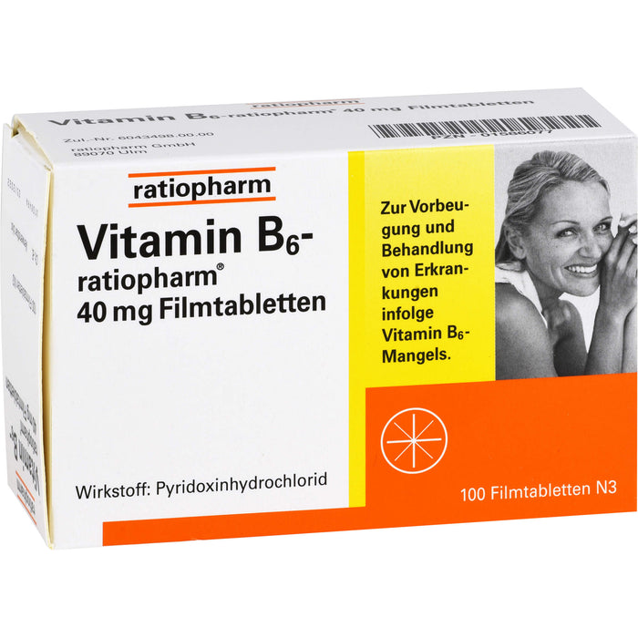 Vitamin B6-ratiopharm 40 mg Filmtabletten, 100 pc Tablettes