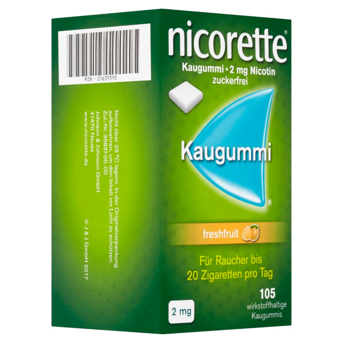 nicorette Kaugummi 2 mg Nicotin zuckerfrei freshfruit, 105 pc Gomme à mâcher