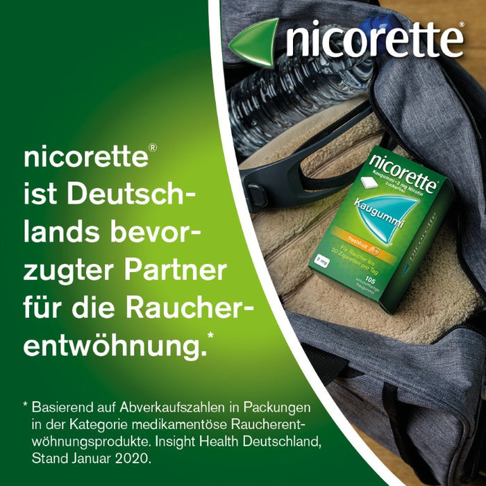 nicorette Kaugummi 2 mg Nicotin zuckerfrei freshfruit, 105 pc Gomme à mâcher