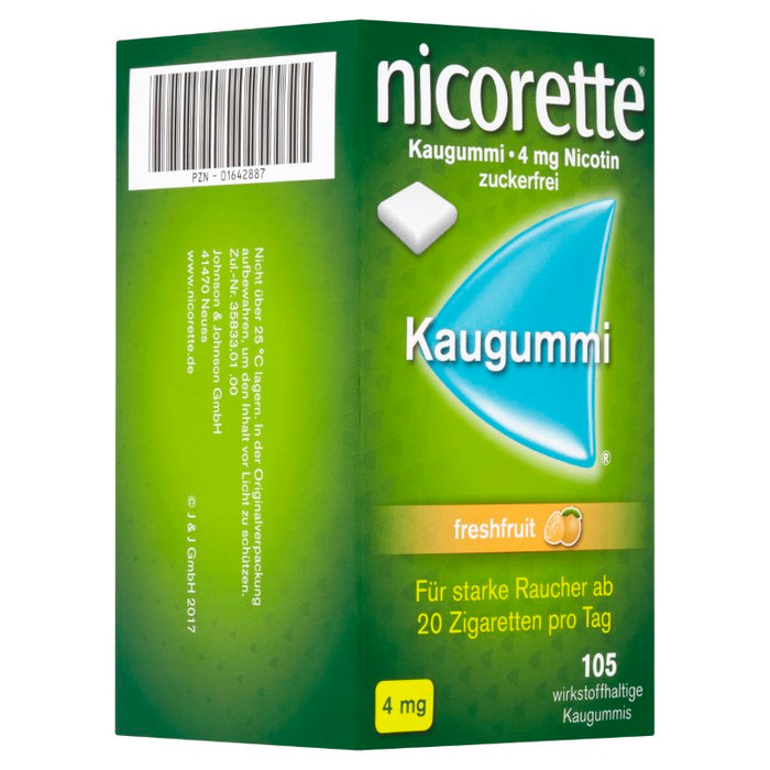 nicorette Kaugummi 4 mg Nicotin zuckerfrei freshfruit, 105 pcs. Chewing gum