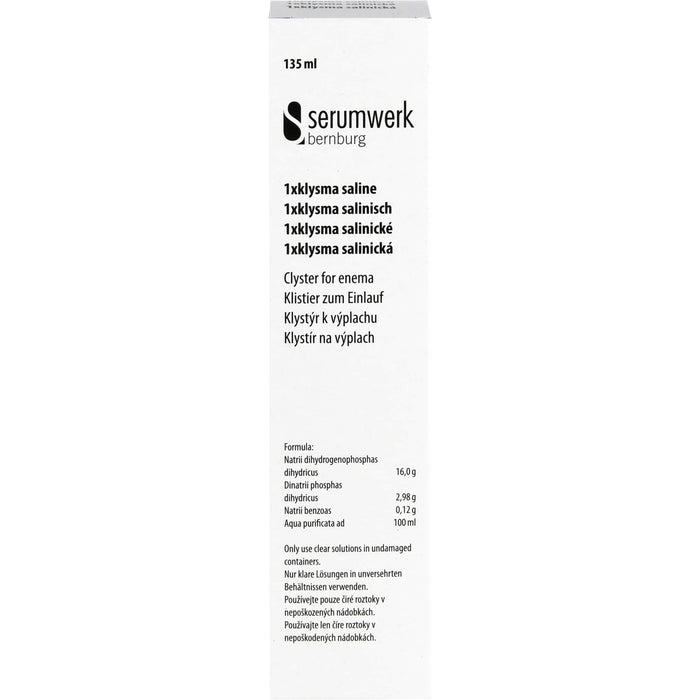 serumwerk Klysma salinisch 135 ml zur raschen Entleerung des Enddarmes, 135 ml Lavements