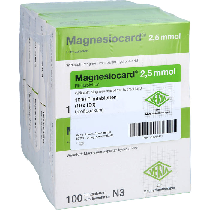 VERLA Magnesiocard 2,5 mmol Filmtabletten bei Magnesiummangel, 1000 pc Tablettes