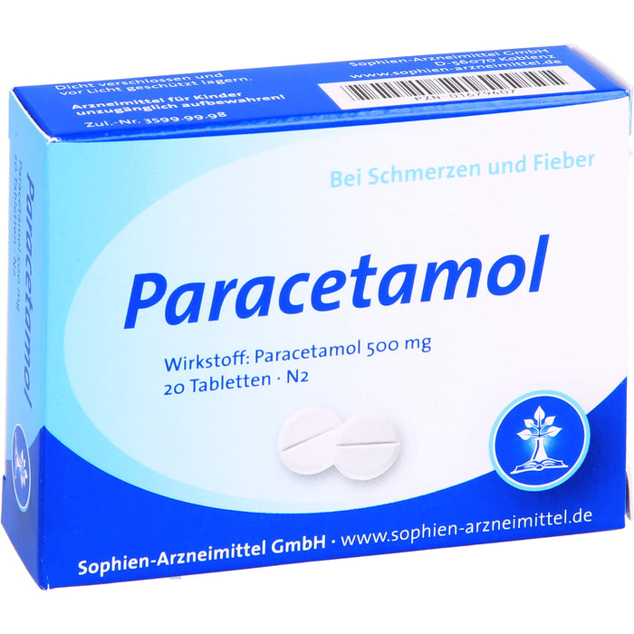 Sophien-Arzneimittel Paracetamol 500 mg Tabletten, 20 pcs. Tablets