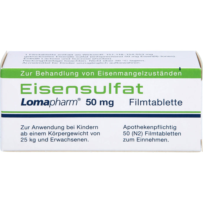 Eisensulfat Lomapharm 50 mg, Filmtablette, 50 pc Tablettes