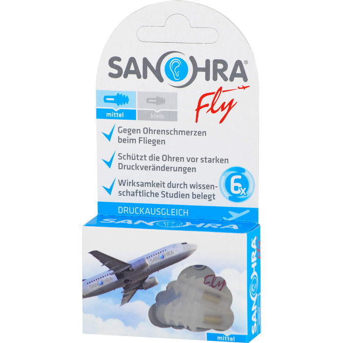 SANOHRA fly gegen Ohrenschmerzen beim Fliegen Ohrenschutz klein, 2 pcs. Earplugs