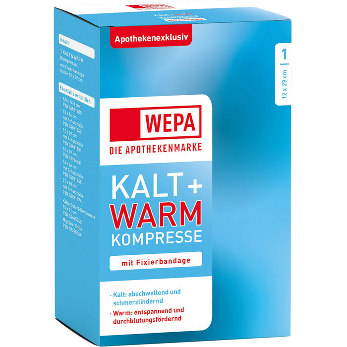 WEPA kalt & warm Kompresse 12 x 29 cm mit Fixierbandage, 1 St. Kompressen