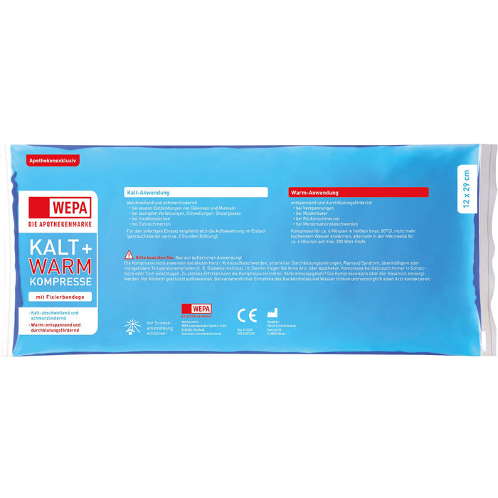 WEPA kalt & warm Kompresse 12 x 29 cm mit Fixierbandage, 1 pc Compresses