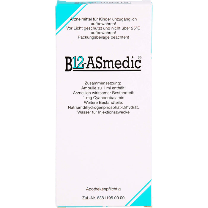 B 12 ASmedic, Injektionslösung mit 1 mg Cyanocobalamin / Ampulle, 10X1 ml ILO