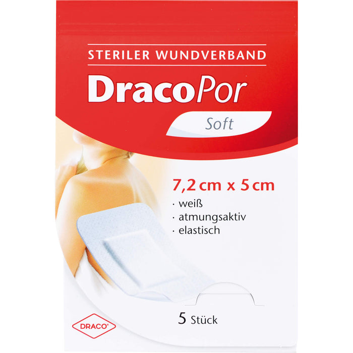 DracoPor soft  5 cm x 7,2 cm weiß steriler Wundverband, 5 pc Pansements