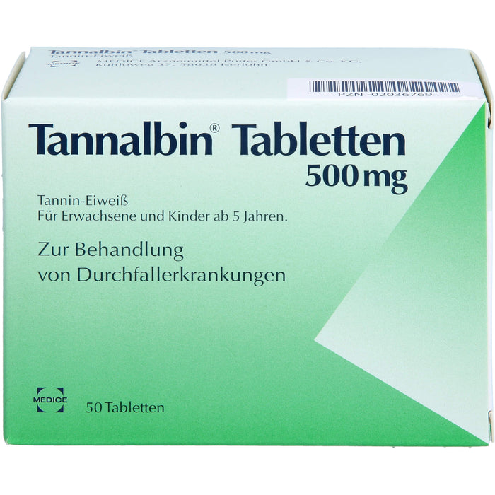 Tannalbin Tabletten 500 mg bei Durchfallerkrankungen, 50 pc Tablettes