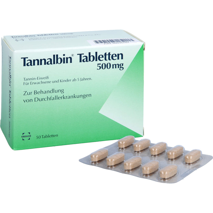 Tannalbin Tabletten 500 mg bei Durchfallerkrankungen, 50 pcs. Tablets