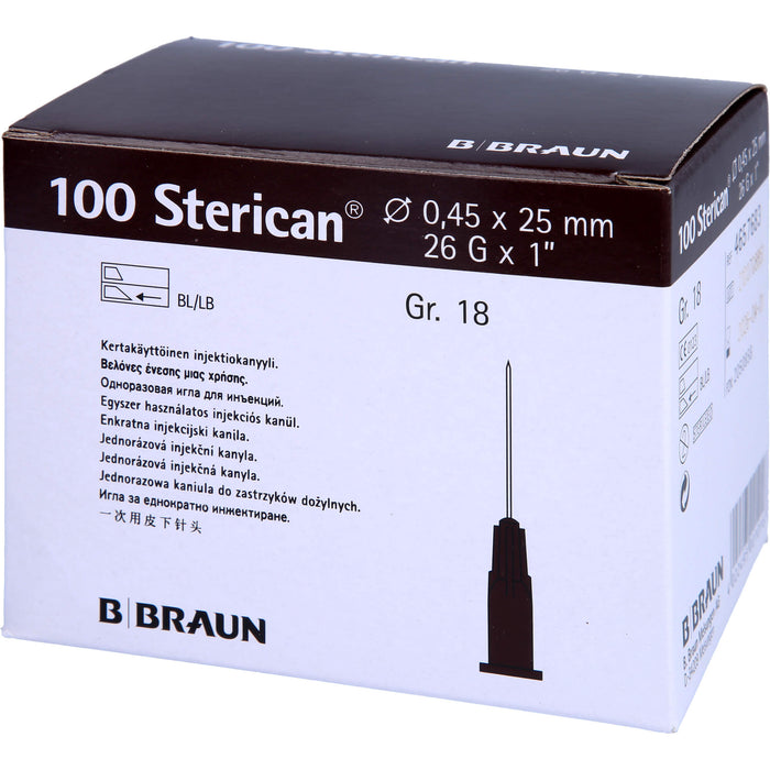 STERICAN 0,45X25 BRAUN L L, 100 St KAN