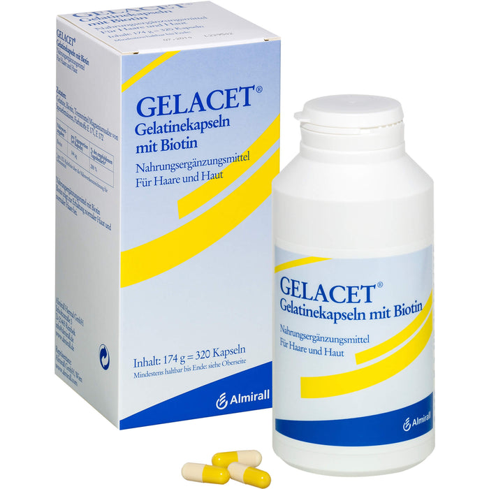 GELACET Gelatinekapseln mit Biotin für Haare und Haut, 320 pc Capsules