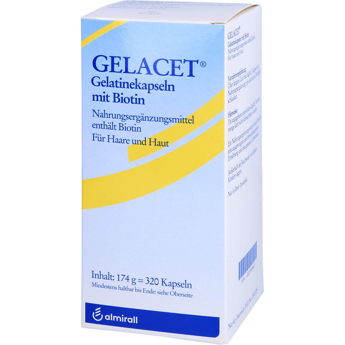 GELACET Gelatinekapseln mit Biotin für Haare und Haut, 320 pcs. Capsules