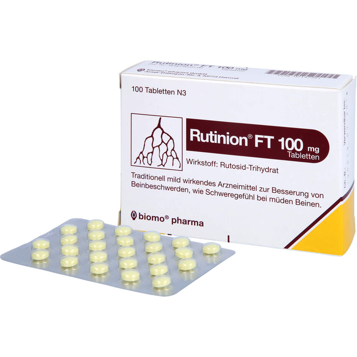 Rutinion FT 100 mg Tabletten zur Besserung von Beinbeschwerden, wie Schweregefühl bei müden Beinen, 100 pc Tablettes