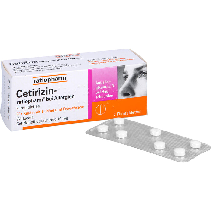 Cetirizin-ratiopharm 10 mg bei Allergien Filmtabletten, 7 pc Tablettes