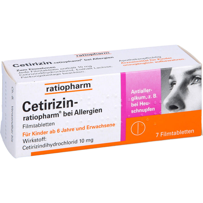 Cetirizin-ratiopharm 10 mg bei Allergien Filmtabletten, 7 pc Tablettes