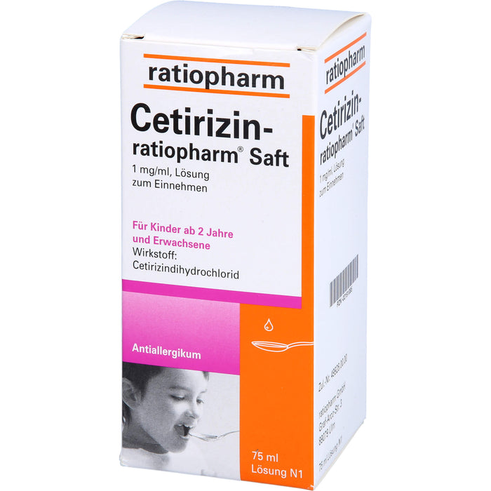 Cetirizin-ratiopharm Saft Antiallergikum, 75 ml Solution