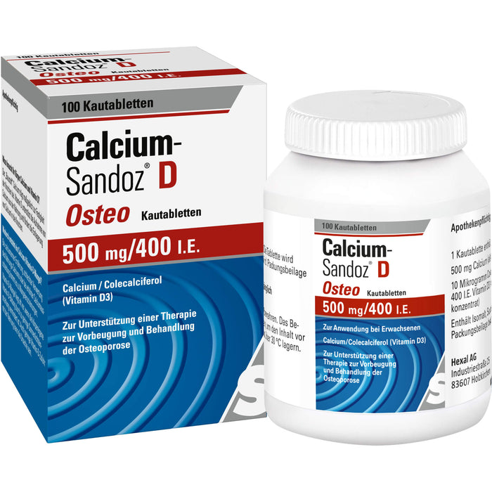 Calcium-Sandoz D Osteo 500 mg/400 I.E. Kautabletten, 100 pcs. Tablets