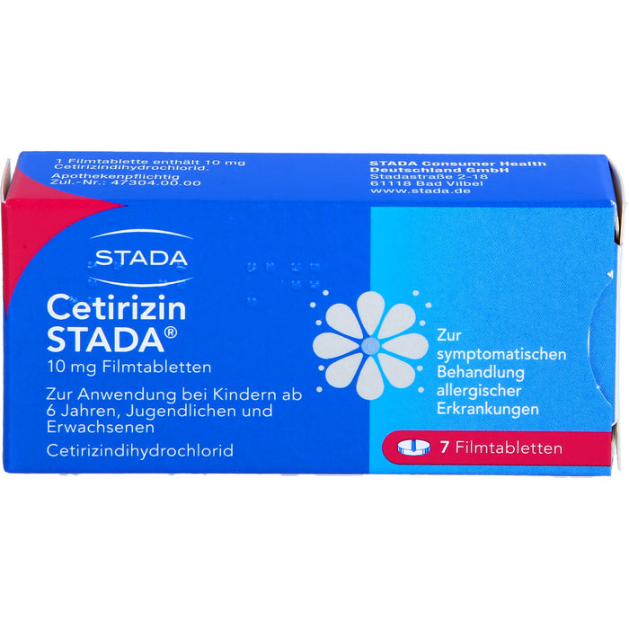 Cetirizin STADA 10 mg Filmtabletten zur symptomatischen Behandlung allergischer Erkrankungen, 7 pc Tablettes