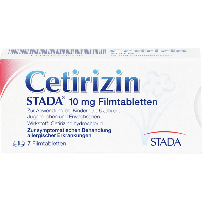 Cetirizin STADA 10 mg Filmtabletten zur symptomatischen Behandlung allergischer Erkrankungen, 7 pcs. Tablets