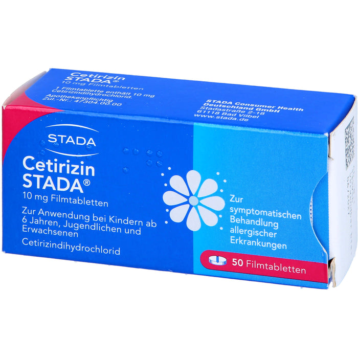 Cetirizin STADA 10 mg Filmtabletten zur symptomatischen Behandlung allergischer Erkrankungen, 50 pc Tablettes