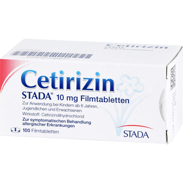 Cetirizin STADA 10 mg Filmtabletten zur symptomatischen Behandlung allergischer Erkrankungen, 100 pcs. Tablets