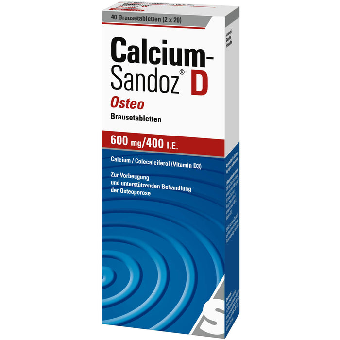 Calcium-Sandoz D Osteo 600 mg/400 I.E. Brausetabletten, 40 pcs. Tablets