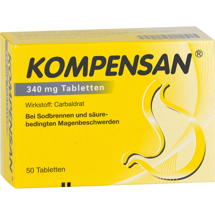 Kompensan 340 mg Tabletten bei Sodbrennen und säure-bedingten Magenbeschwerden, 50 pc Tablettes