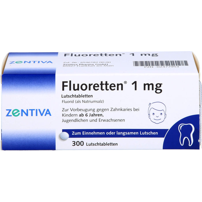 Fluoretten 1 mg Lutschtabletten zur Vorbeugung gegen Zahnkaries bei Kindern ab 6 Jahren, 300 pcs. Tablets