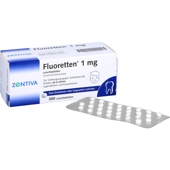 Fluoretten 1 mg Lutschtabletten zur Vorbeugung gegen Zahnkaries bei Kindern ab 6 Jahren, 300 pcs. Tablets