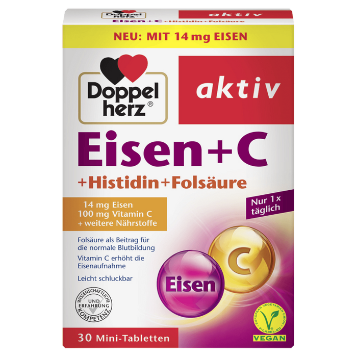 Doppelherz Eisen + Vitamin C + L-Histidin Tabletten, 30 pc Tablettes