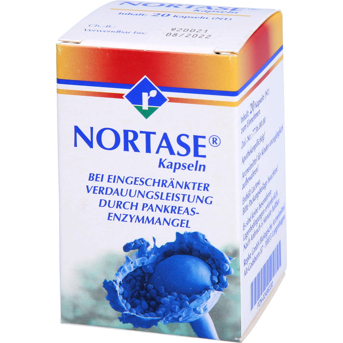 NORTASE Kapseln bei eingeschränkter Verdauungsleistung durch Pankreasenzymmangel, 20 pcs. Capsules