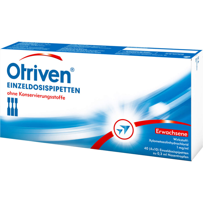 Otriven 0,1 % ohne Konservierungsstoffe Einzeldosispipetten für Erwachsene, 40 pc Pipettes à dose unique