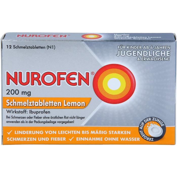 Nurofen Schmelztabletten Lemon bei Kopfschmerzen ab 6 Jahren 200mg, 12 pc Tablettes