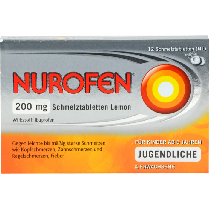 Nurofen Schmelztabletten Lemon bei Kopfschmerzen ab 6 Jahren 200mg, 12 pcs. Tablets