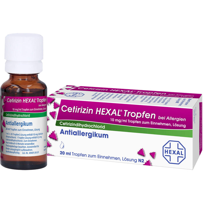 Cetirizin HEXAL Tropfen bei Allergien, 20 ml Solution