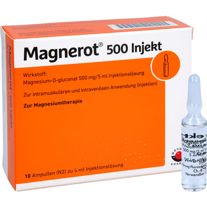 Magnerot 500 Injekt zur intramuskulären und intravenösen Anwendung, 10 pcs. Ampoules