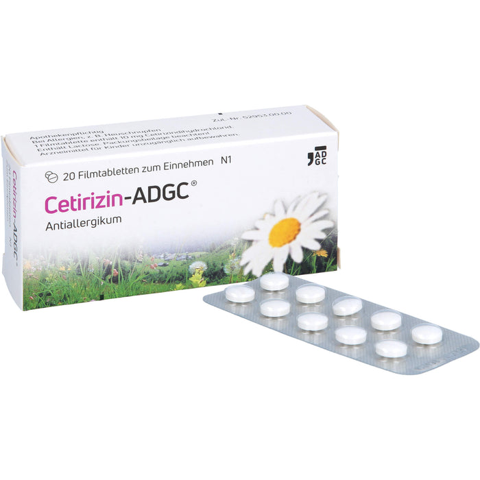 Cetirizin-ADGC Tabletten bei Allergien, 20 pc Tablettes