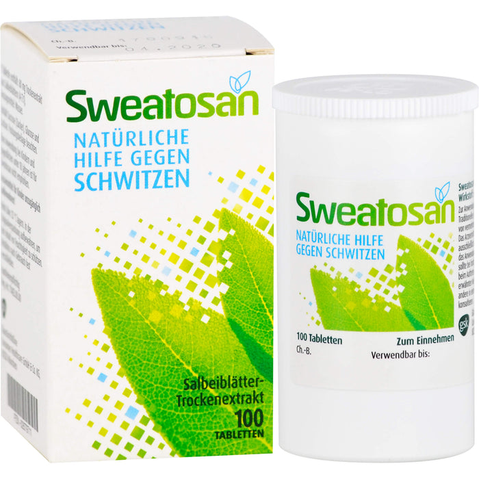 Sweatosan Tabletten natürliche Hilfe gegen Schwitzen, 100 pcs. Tablets