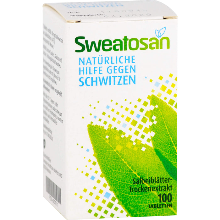 Sweatosan Tabletten natürliche Hilfe gegen Schwitzen, 100 pc Tablettes