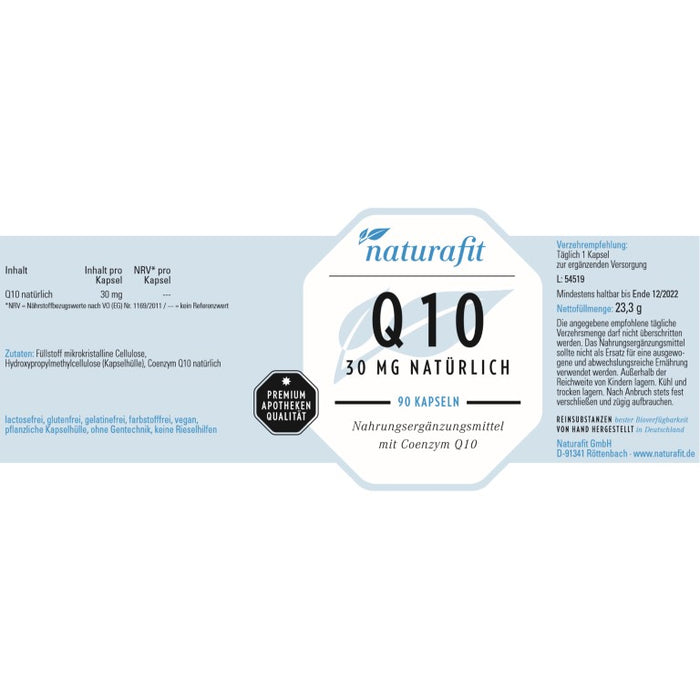 naturafit Q10 30 mg Kapseln, 90 St. Kapseln